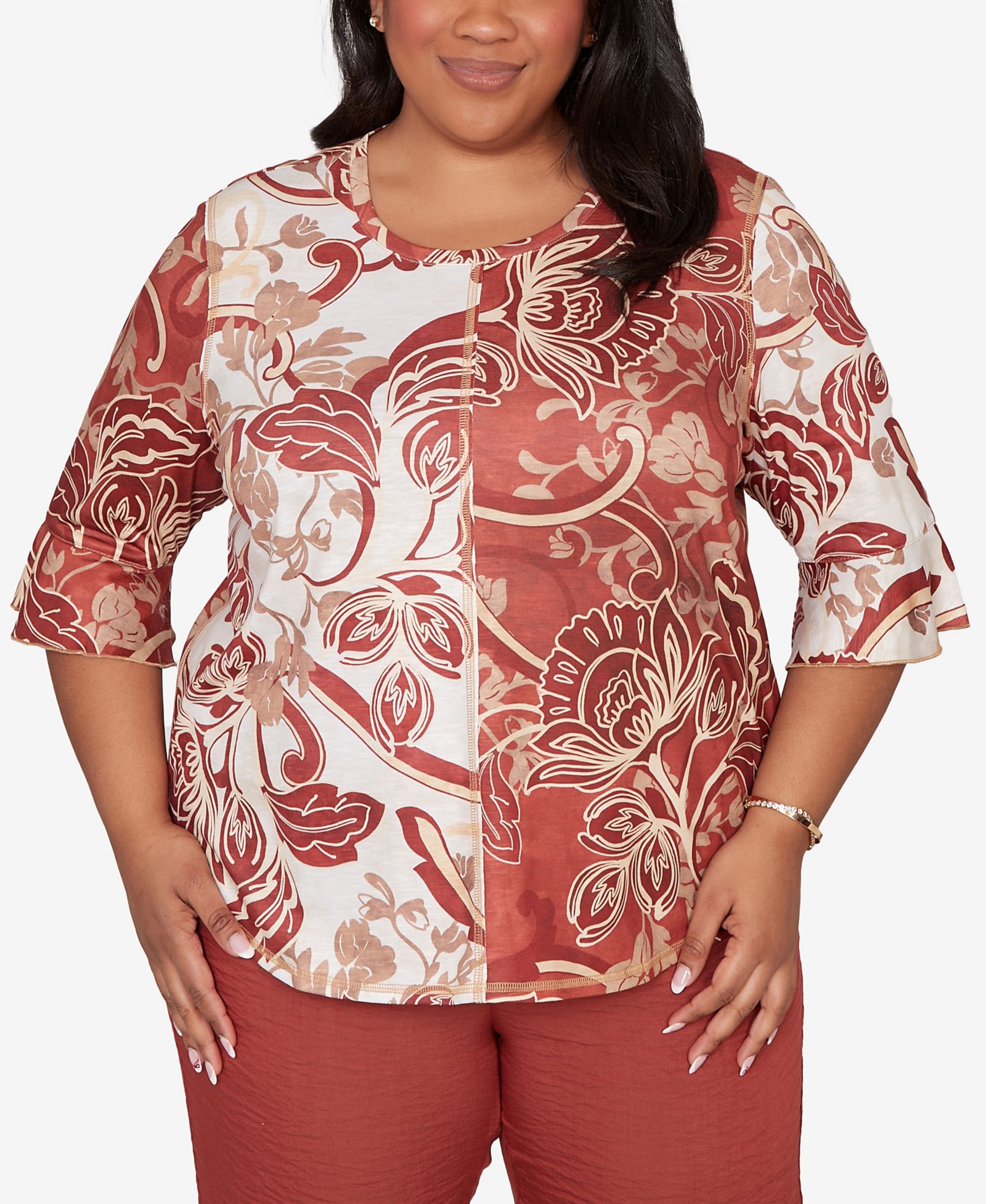 Топ Alfred Dunner Plus Size с принтом и комбинированными цветами
