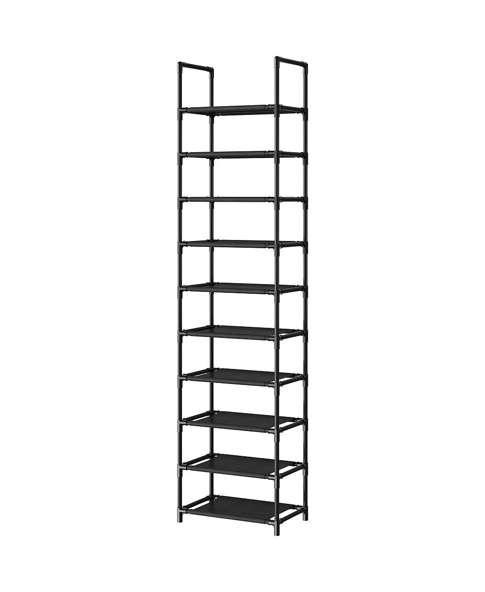 Homfan 10 Tier Metal Shoe Rack with Adjustable Fabric Shelves, 11.02 x 17.72 x 68.11/13 x 13 x 68.11 in Tall Storage for Closet and Entryway