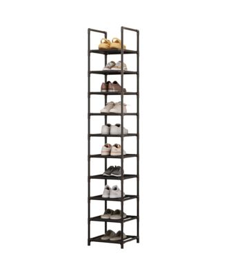 Homfan 10 Tier Metal Shoe Rack with Adjustable Fabric Shelves, 11.02 x 17.72 x 68.11/13 x 13 x 68.11 in Tall Storage for Closet and Entryway