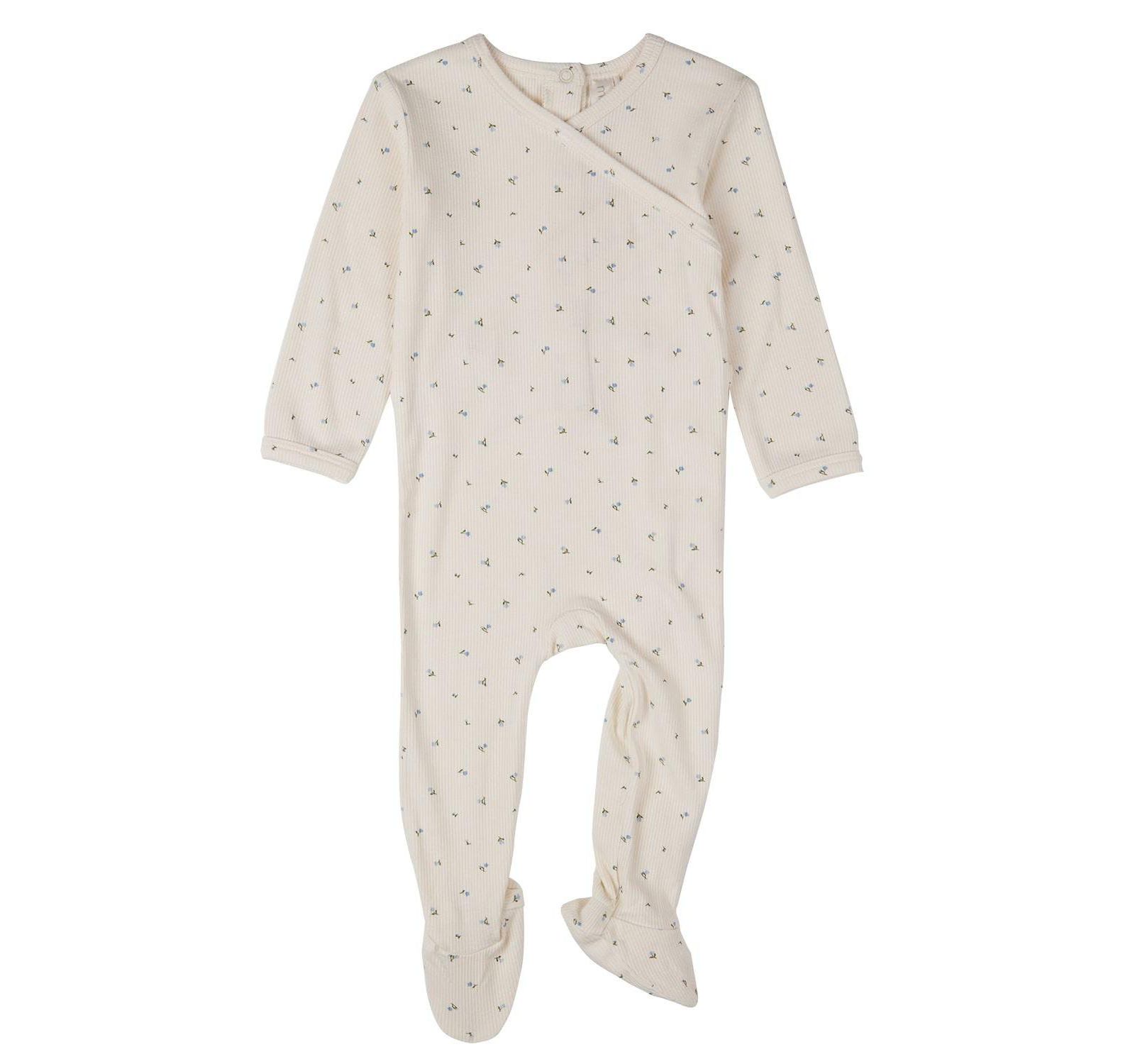 Детский комбинезон MeMoi Baby Girls "Sprigs Have Sprung" Mini-Rib Rayon-Blend Crossover-Neck Footie