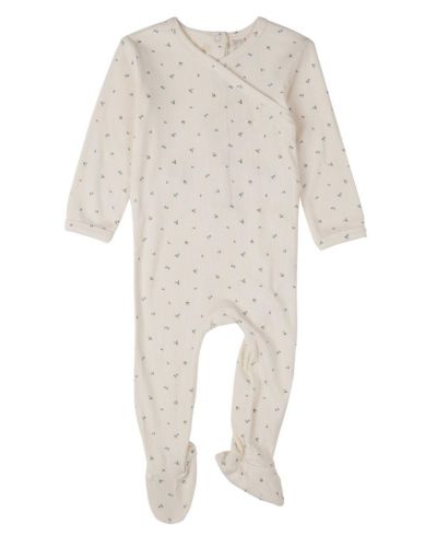 MeMoi Baby Girls "Sprigs Have Sprung" Mini-Rib Rayon-Blend Crossover-Neck Footie