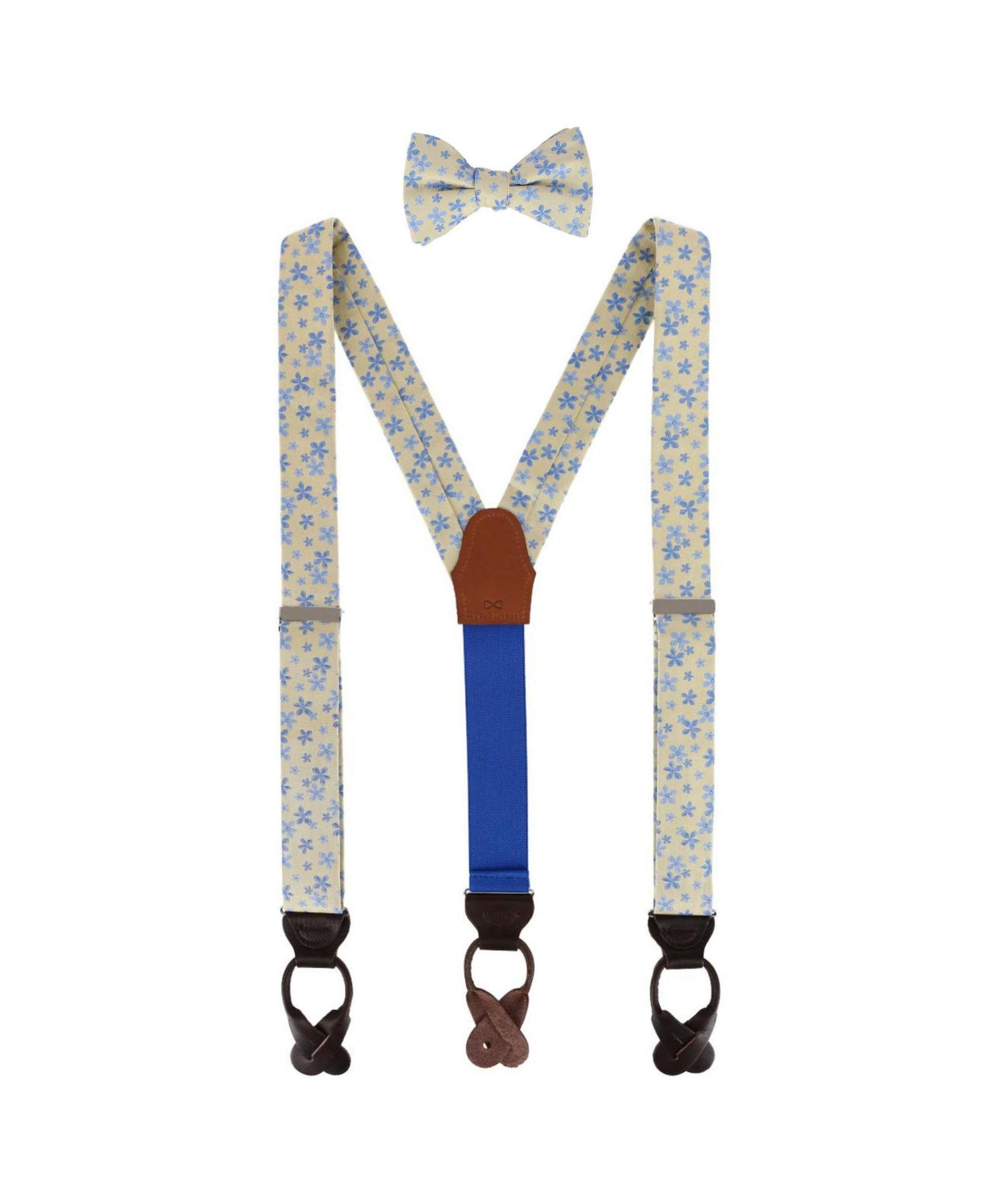 TRAFALGAR Men's Weldon Floral Silk Suspenders and Bow Tie Bundle