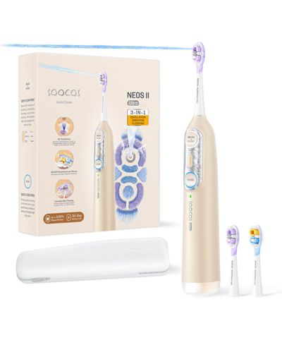 Soocas NEOS II Ultra - Electric Toothbrush with Water Flosser Combo, Flossing Toothbrush for Adults, Champagne Gold