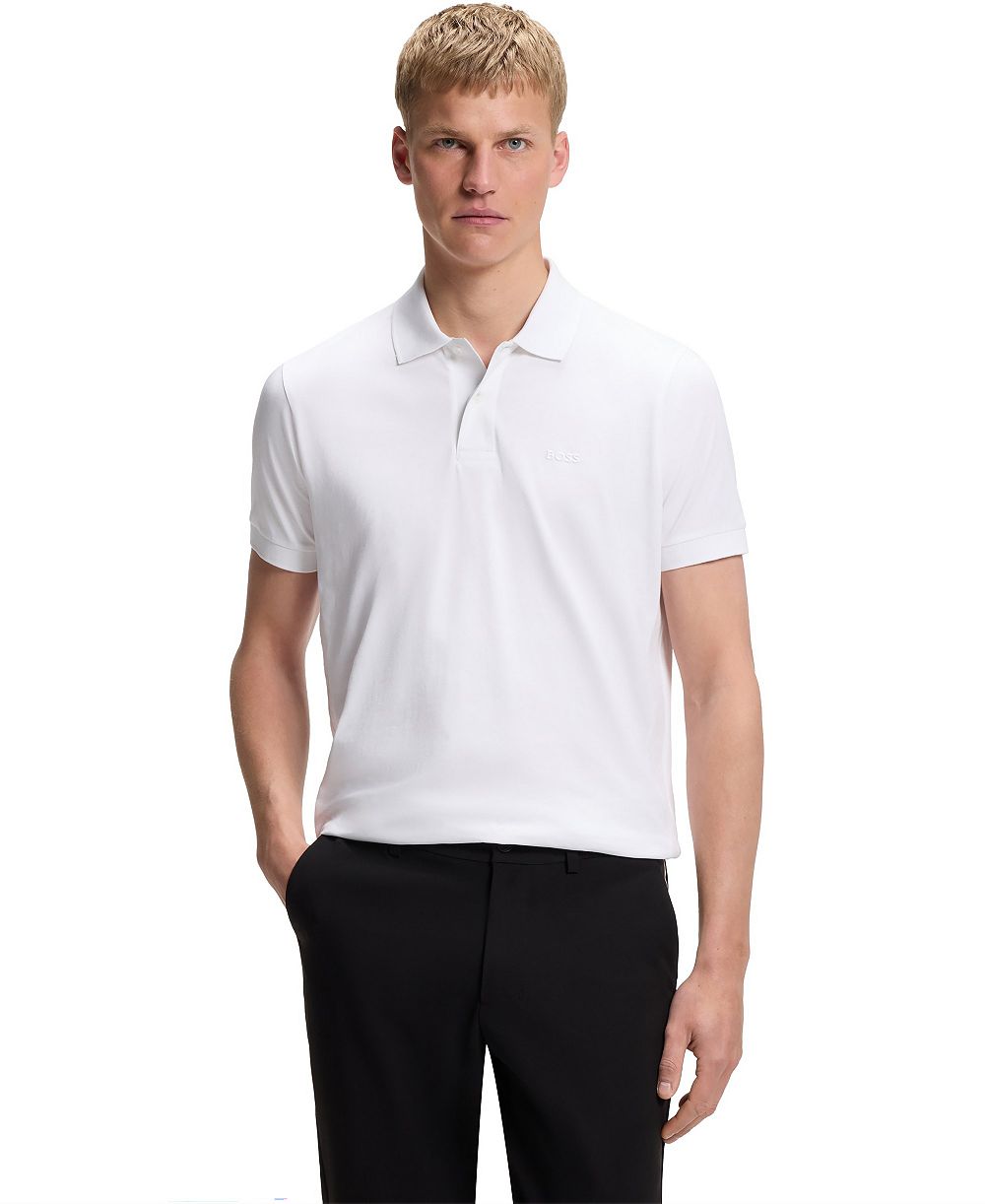 Мужская рубашка поло BOSS by Hugo Boss с вышитым логотипом Regular-Fit