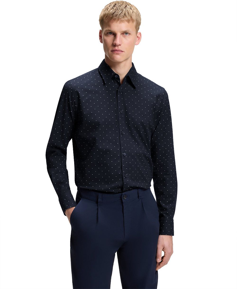 Мужская рубашка BOSS by Hugo Boss Stretch-Cotton Dobby Regular-Fit