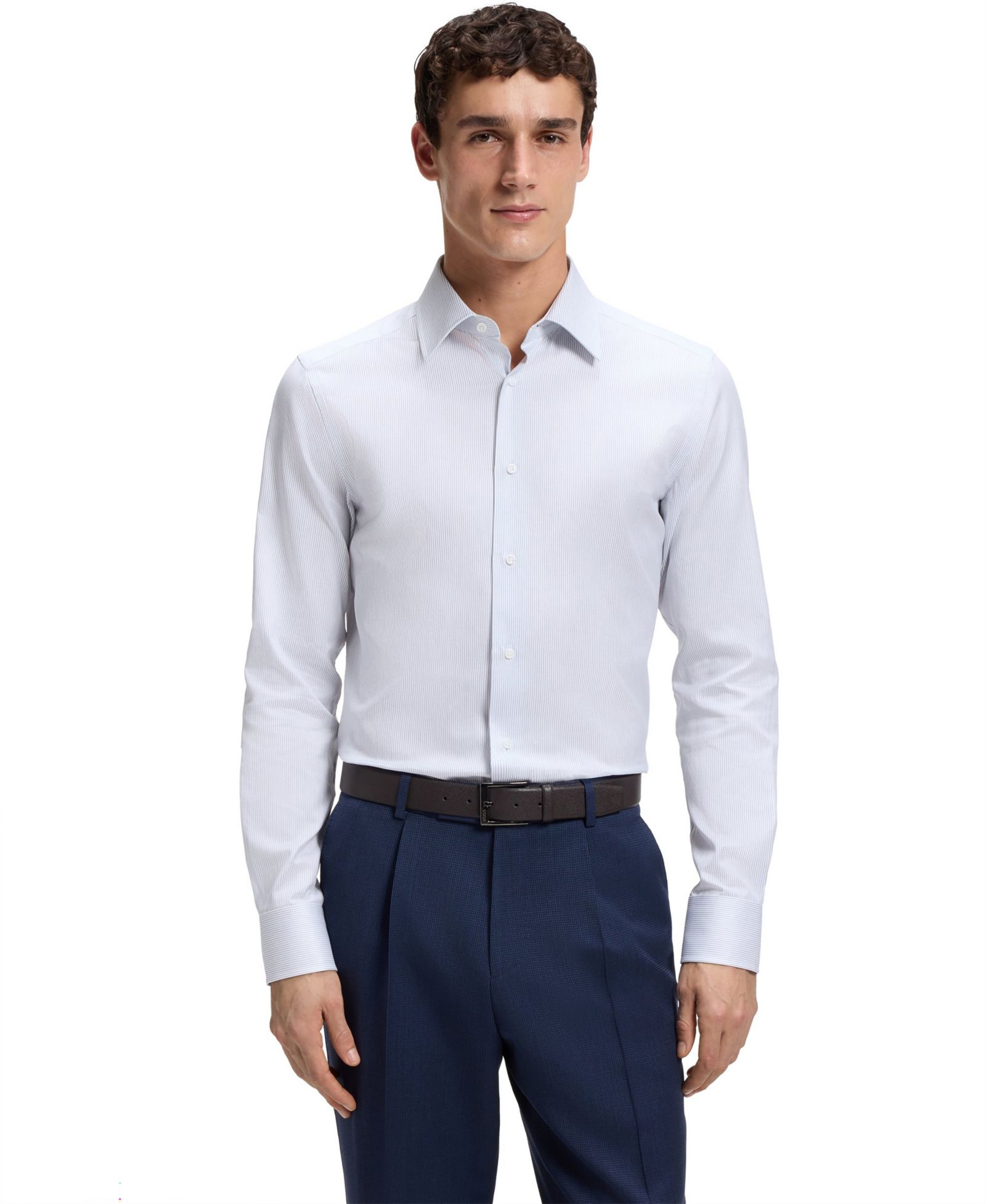 Мужская рубашка BOSS by Hugo Boss Cotton Slim-Fit Striped Dress Shirt