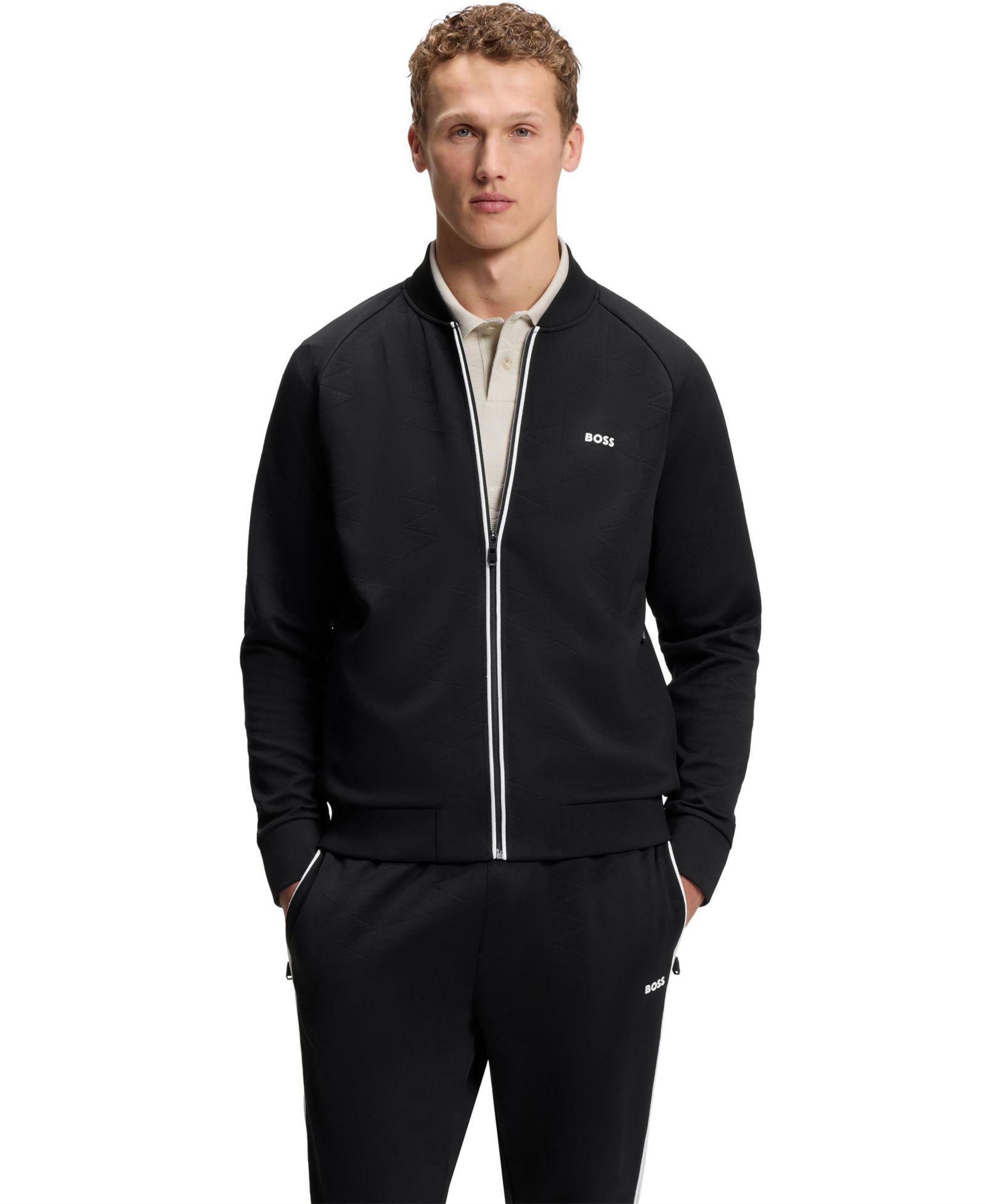 BOSS by Hugo Boss Men's Triangle-Jacquard Zip-Up Sweatshirt