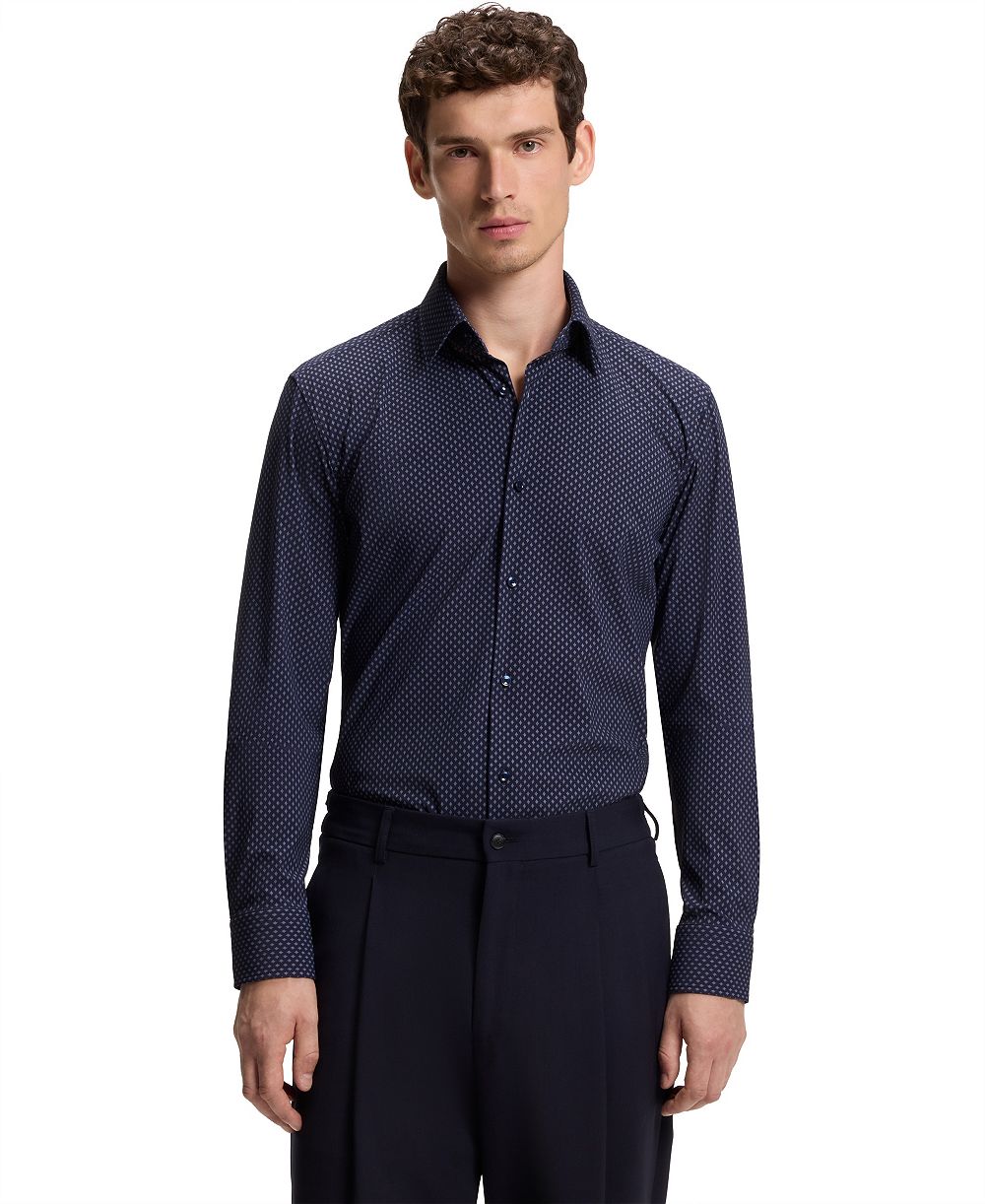 BOSS by Hugo Boss Men's Printed Performance-Stretch Fabric Slim-Fit Dress Shirt