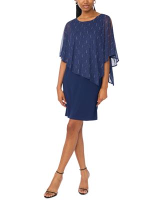 MSK Women's Foil Cape Overlay Crewneck Mini Dress