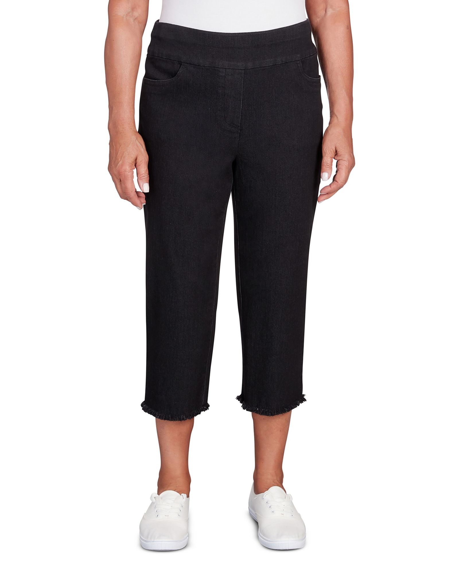 Женские джинсовые брюки-капри Alfred Dunner Classic Super Stretch Denim Fringe