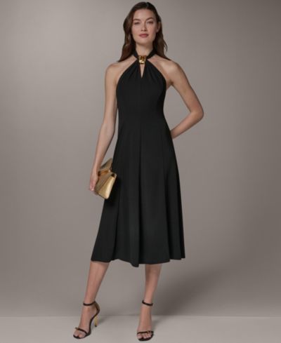 Женское платье миди без рукавов с фурнитурой от Donna Karan New York