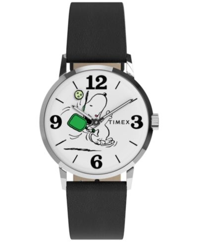 Часы Timex Unisex Quartz Analog Black Leather 38mm