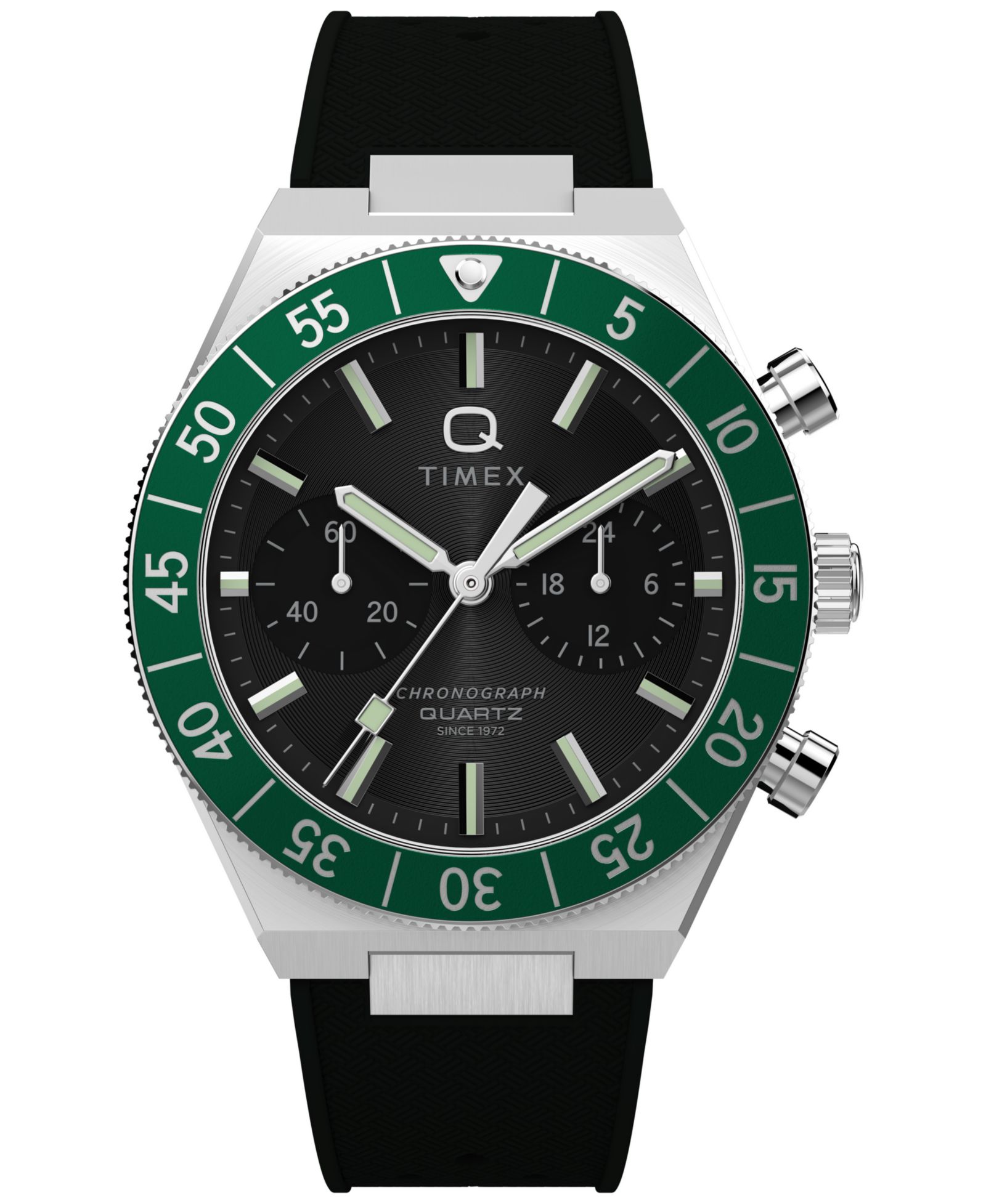 Timex Men's Quartz Chronograph Black Silicone Watch 40mm