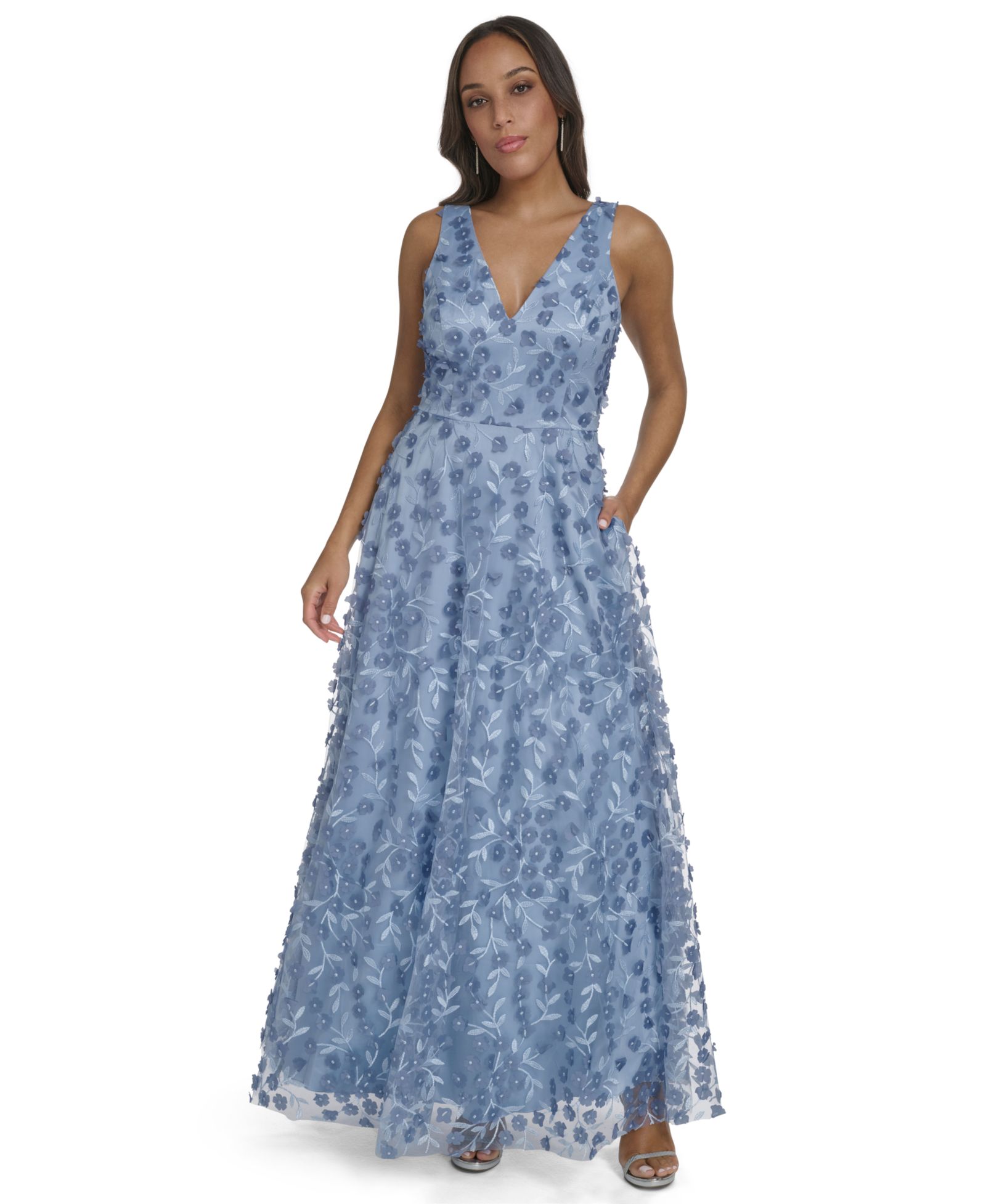 Eliza J Women's V-Neck Sleeveless Ball Gown