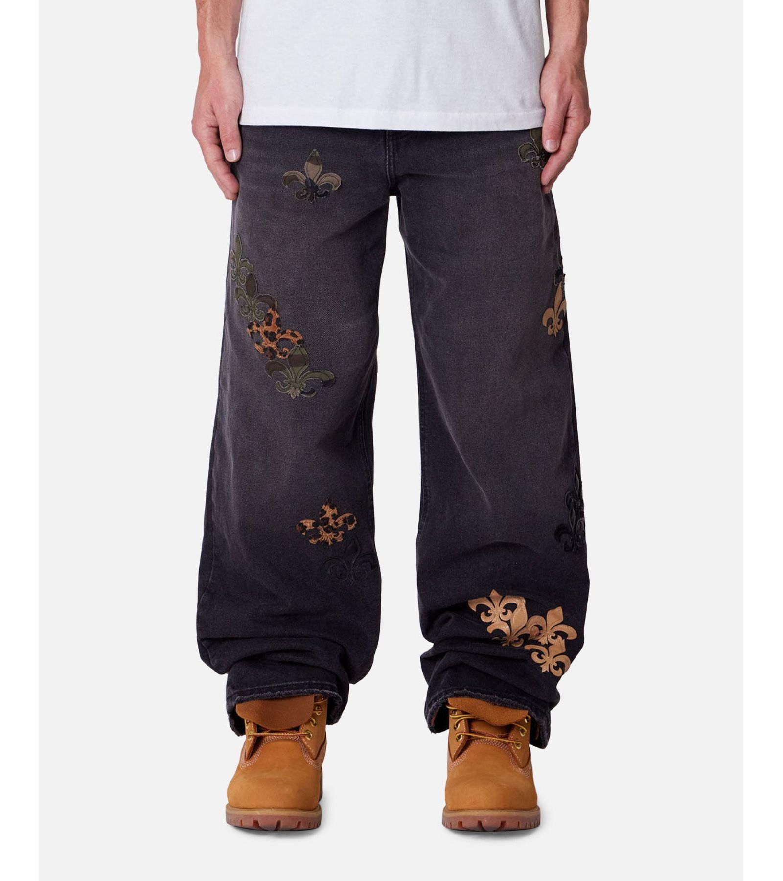 mnml Men's Ultra Baggy Fleur Patch Jeans