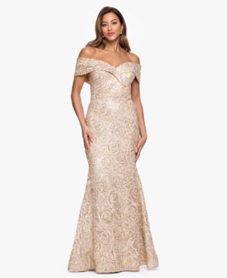 XSCAPE Petite Off-The-Shoulder Ball Gown