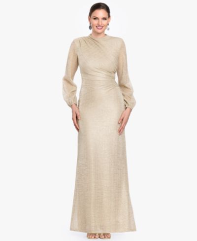 Betsy & Adam Petite Bell Long-Sleeve Gown