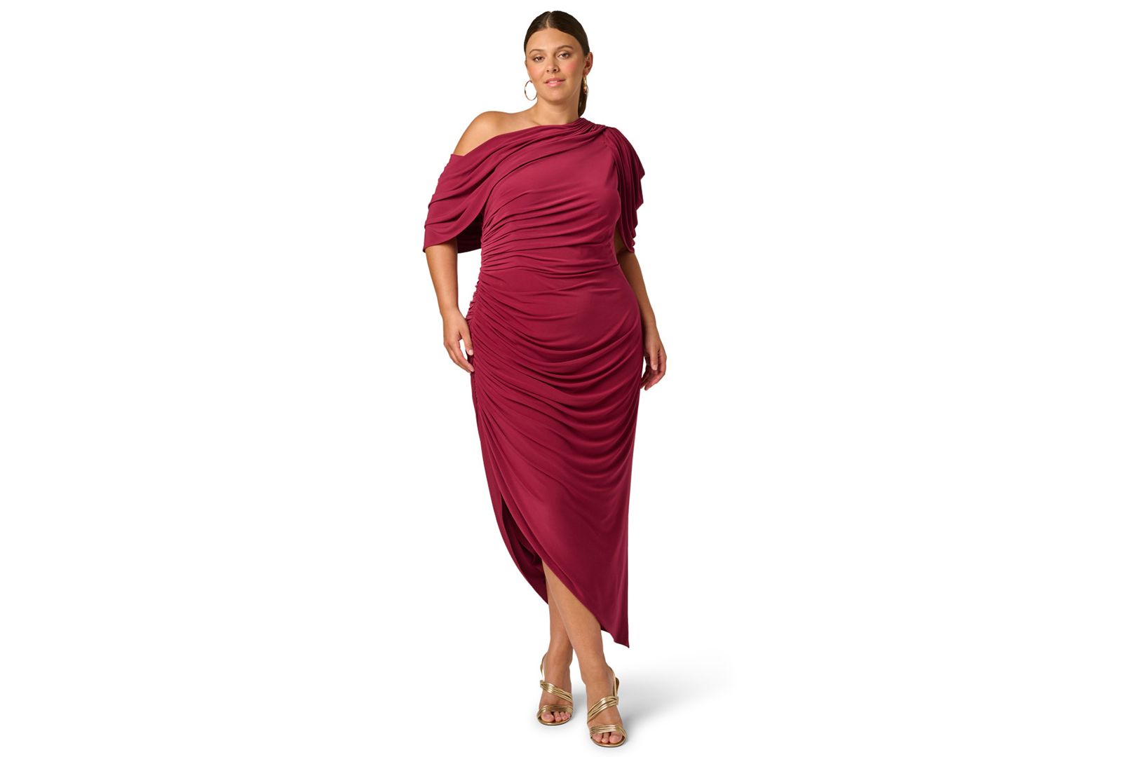 Adrianna Plus Size One-Shoulder Asymmetrical Dress