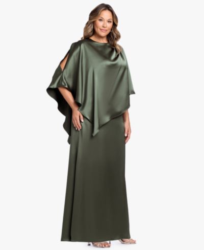 XSCAPE бальное платье Plus Size с атласным напылением и круглым вырезом