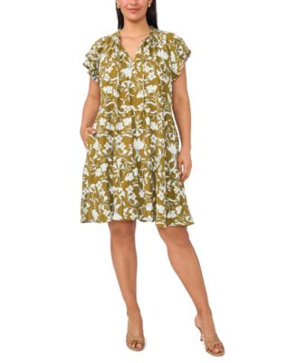 Платье MSK Plus Size A-Line с разрезом и воротником на пуговицах
