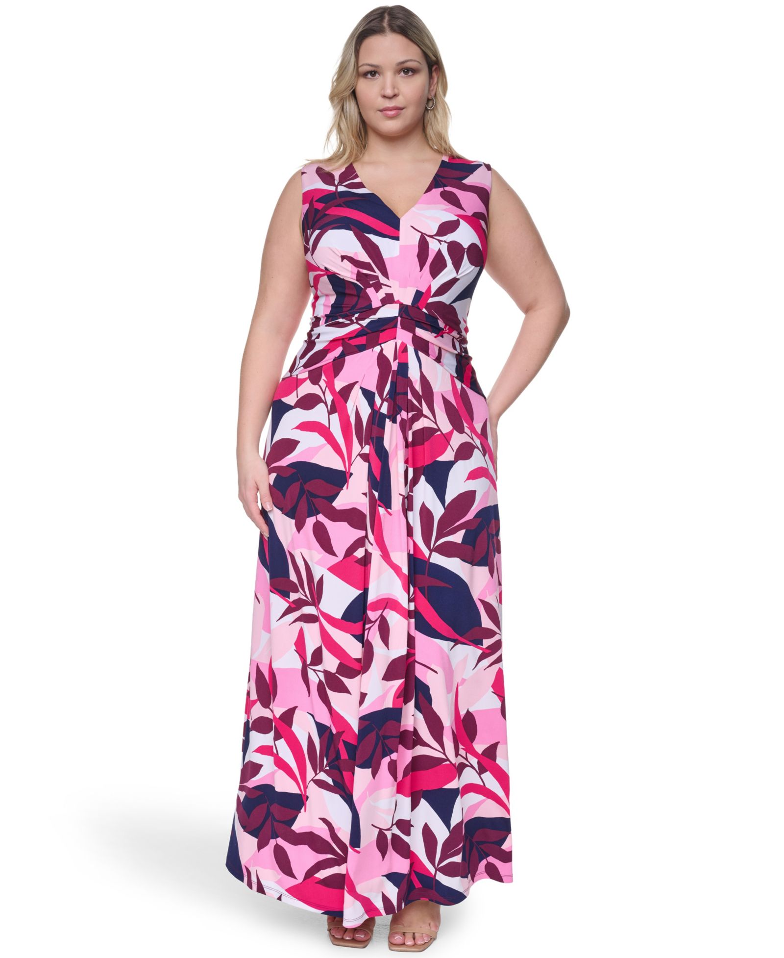 Платье Jessica Howard Plus Size Sleeveless V-Neck Maxi