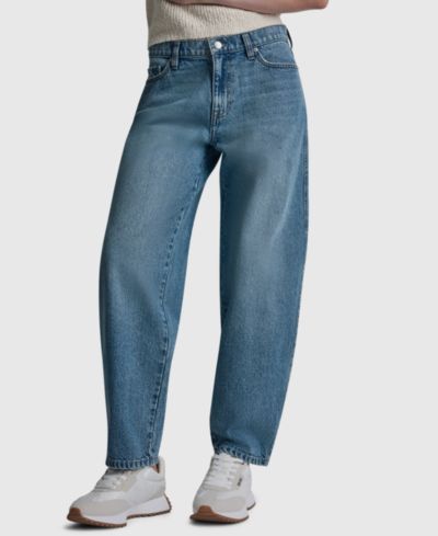 Женские хлопковые джинсы DKNY Jeans с завышенной талией и широкими штанинами