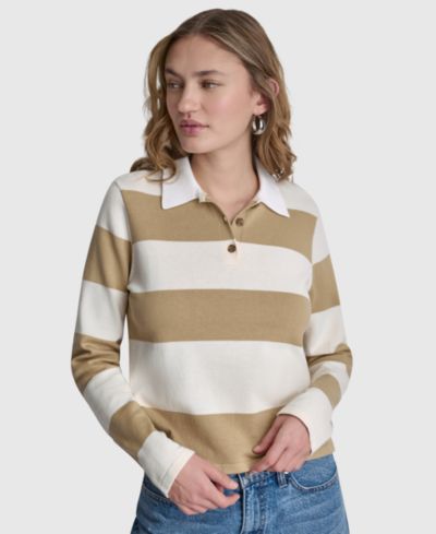 Мужской джемпер-поло DKNY Jeans Long-Sleeve Logo Charm Multi-Stripe Cotton