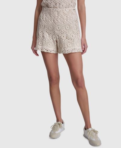 DKNY Jeans Women's High-Rise Crochet Shorts