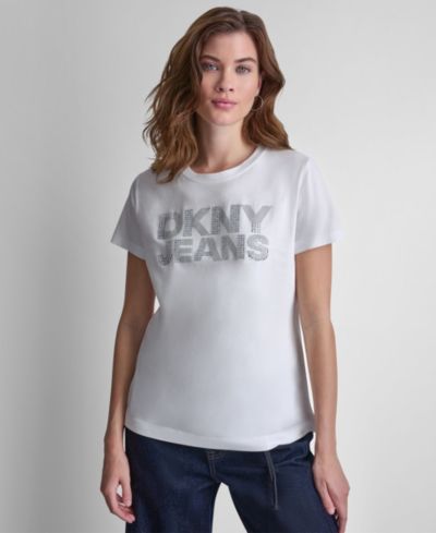 DKNY Jeans футболка Crewneck с логотипом и стразами, Женский