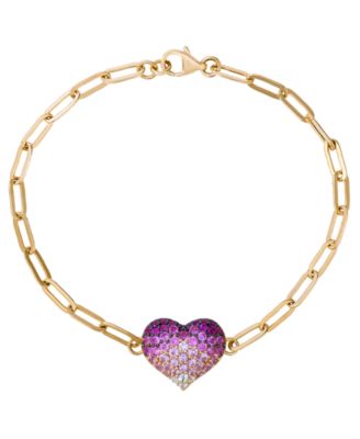 Le Vian Strawberry Ombré Sapphire Heart (1-3/8 ct. t.w.) & Vanilla Sapphire Bracelet in 14k Honey Gold
