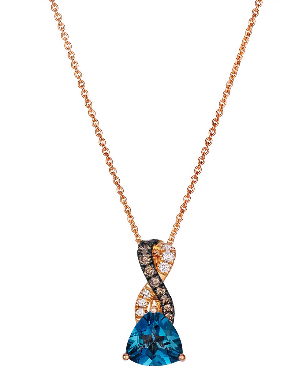 Подвеска Le Vian Trilliant Deep Sea Blue Topaz, Chocolate Diamond & Nude Diamond в 14k Strawberry Gold