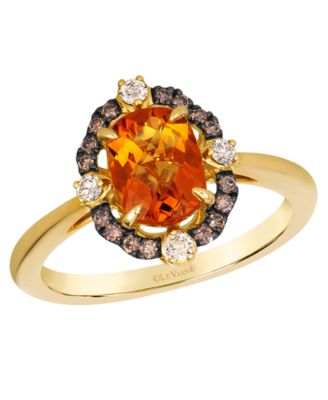 Кольцо Le Vian Cinnamon Citrine cushion cut Nude Diamond & Chocolate Diamond в 14k Honey Gold