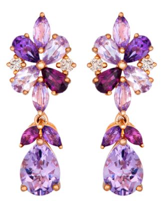 Серьги-подвески Le Vian Cotton Candy Amethyst® Pear Shaped, Multi-Gemstone & Nude Diamond (1/8 ct. t.w.) Drop Earrings в 14k Strawberry Gold
