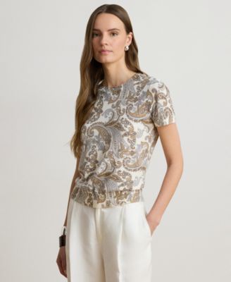 Lauren Ralph Lauren Women's Paisley Short-Sleeve Sweater