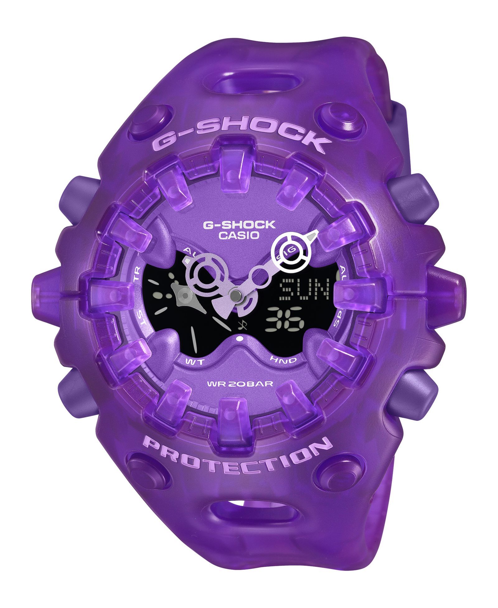 Мужские часы G-Shock с аналогово-цифровым дисплеем, фиолетовая смола, 58.2mm