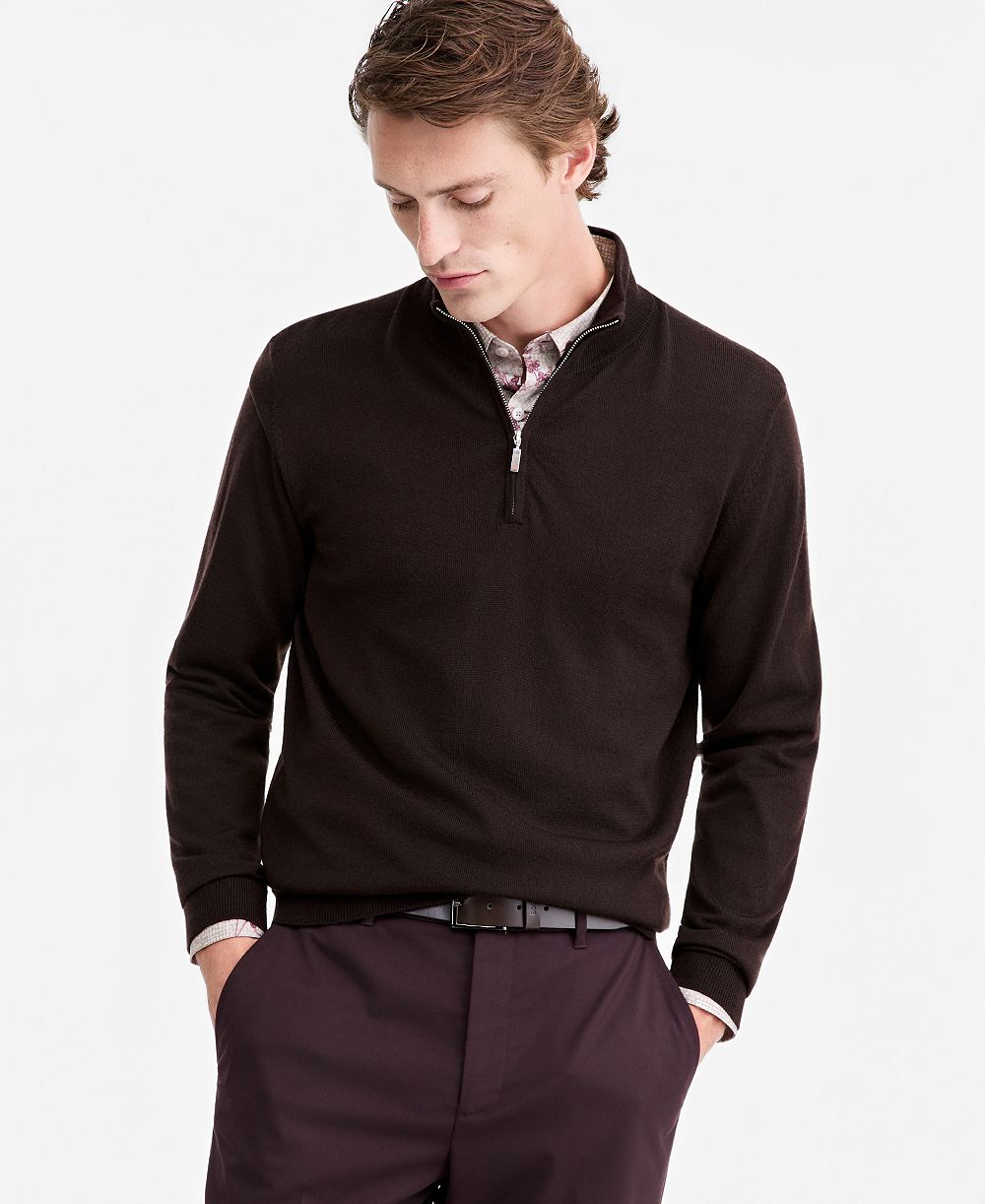 Alfani Men's Merino Wool Quarter-Zip Mock-Neck Sweater, Macy's Exclusive