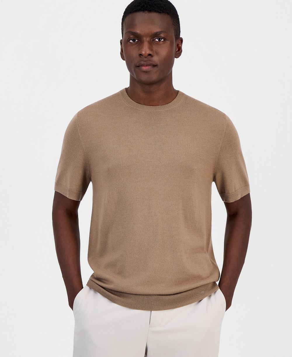 Alfani Men's Novelty Merino Wool-Blend Sweater T-Shirt, Macy's Exclusive