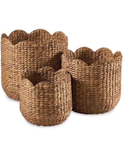 Best Choice Products Scalloped 3PC Water Hyacinth Nesting Baskets