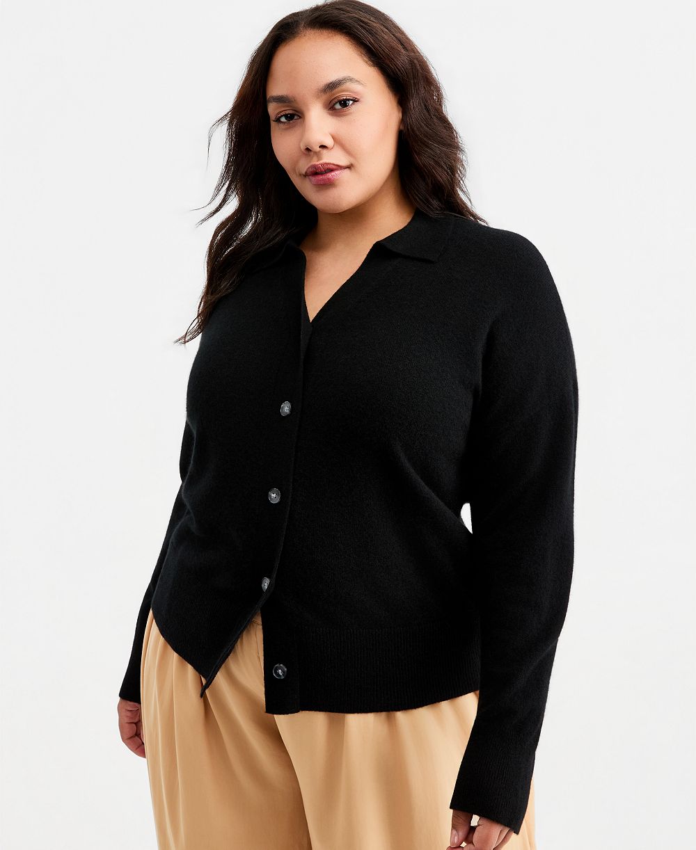 Charter Club Plus Size 100% Cashmere Collared Cardigan, Macy's Exclusive