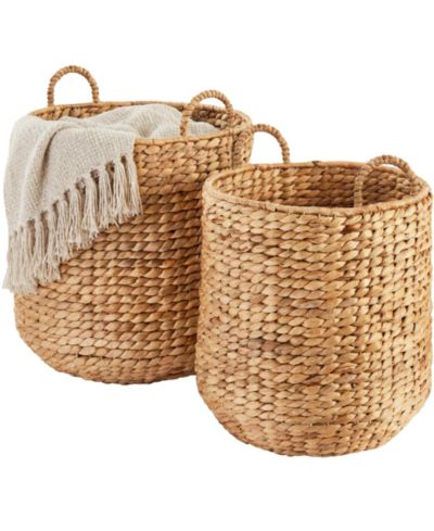 Best Choice Products 2-Piece Round Nesting Baskets Handles, Handwoven Water Hyacinth, Storage Organizer