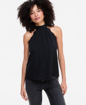 I.N.C. International Concepts Women's Halter Neck Lace-Trim Blouse, Macy's Exclusive