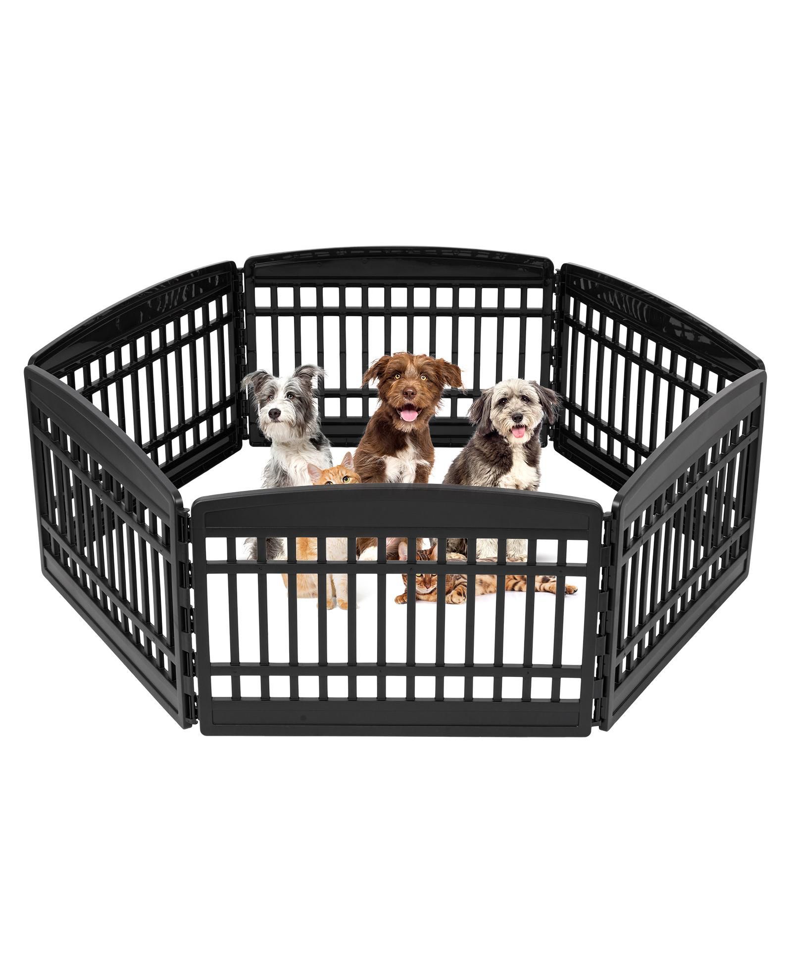 IRIS USA Dog Playpen, 6-Panel 24" Pet Playpen, Puppy Playpen, Indoor/Outdoor Dog Pen, 60 x 60 x 24, Foldable, Customizable