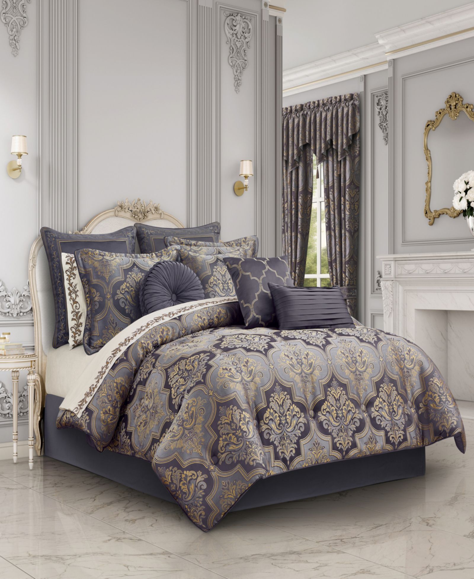 Five Queens Court Manchester Floral 4-Piece Comforter Set, Queen