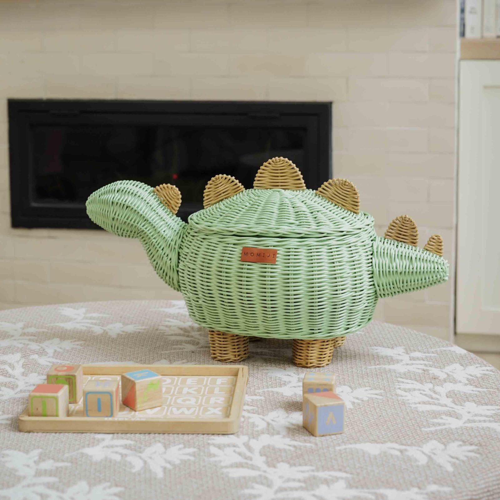 MOMIJI Dinosaur Handcrafted Rattan Storage Basket - Wicker Medium