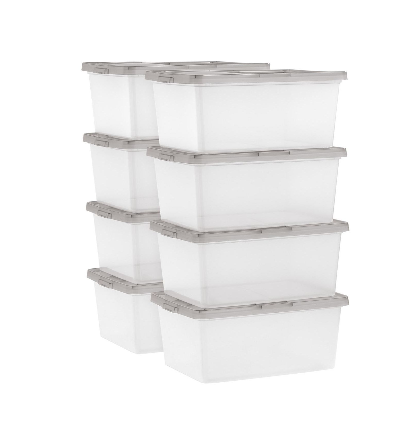 IRIS USA 8 Pack 17 Quart Clear Plastic Storage Box with Snap Lid