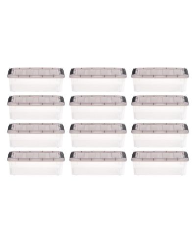 IRIS USA Прозрачный контейнер для хранения Stack and Pull, 12 шт., 6 Quart