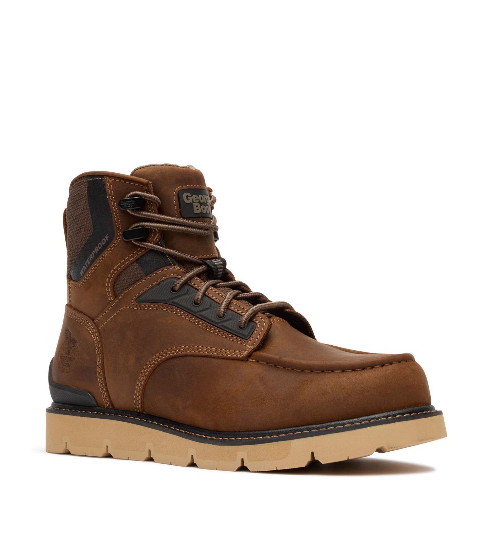 GEORGIA BOOT Men's 6" Carbon Flex Wedge Waterproof Moc-Toe Work Boot