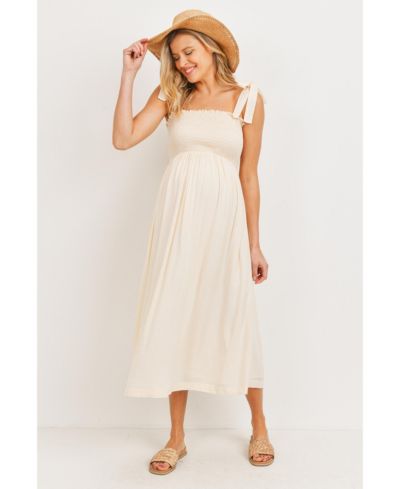 Hello Miz Midi Dress Maternity Smocked Tie-Shoulder Женская
