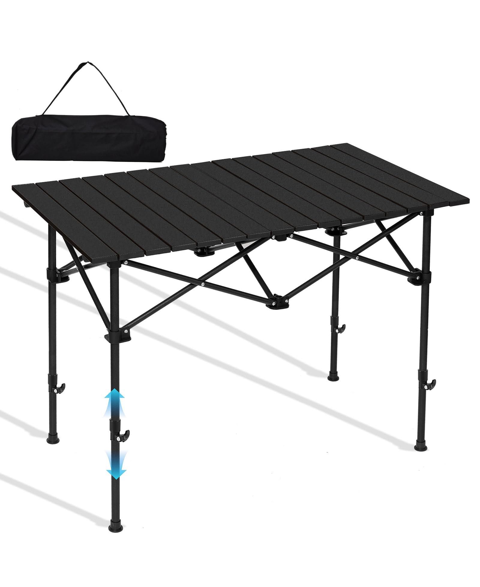 GNUADZ Camping Table Roll Up Fold Adjustable Height Aluminum Portable Camping Outdoor Recreation Gear