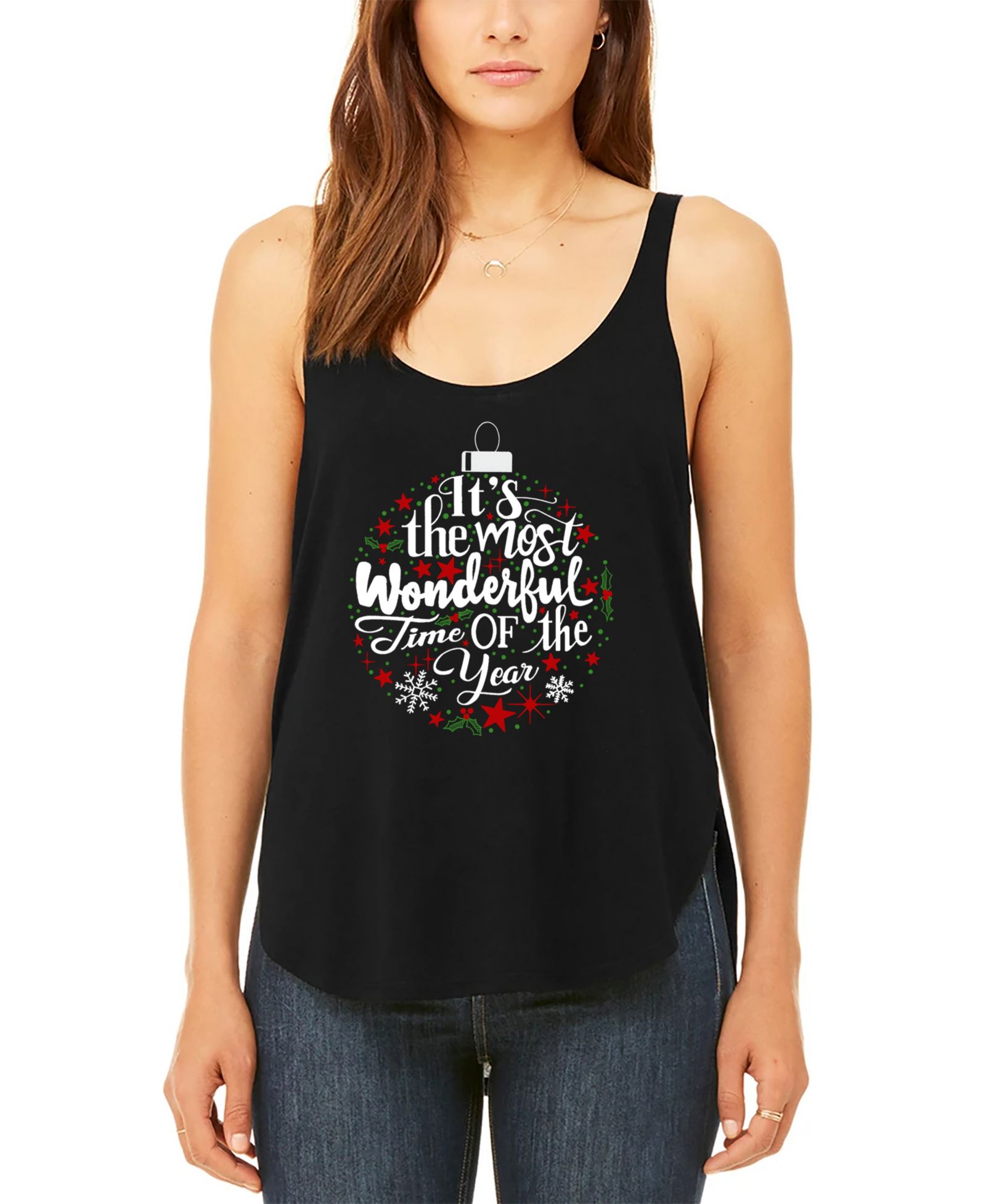 LA Pop Art Women's Christmas Ornament Premium Word Art Flowy Tank Top